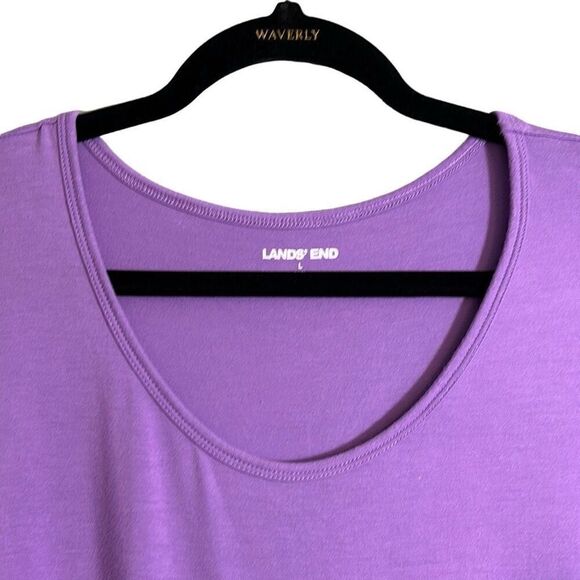 Lands End purple tee scoop neck hem short sleeve L - Picture 4 of 8